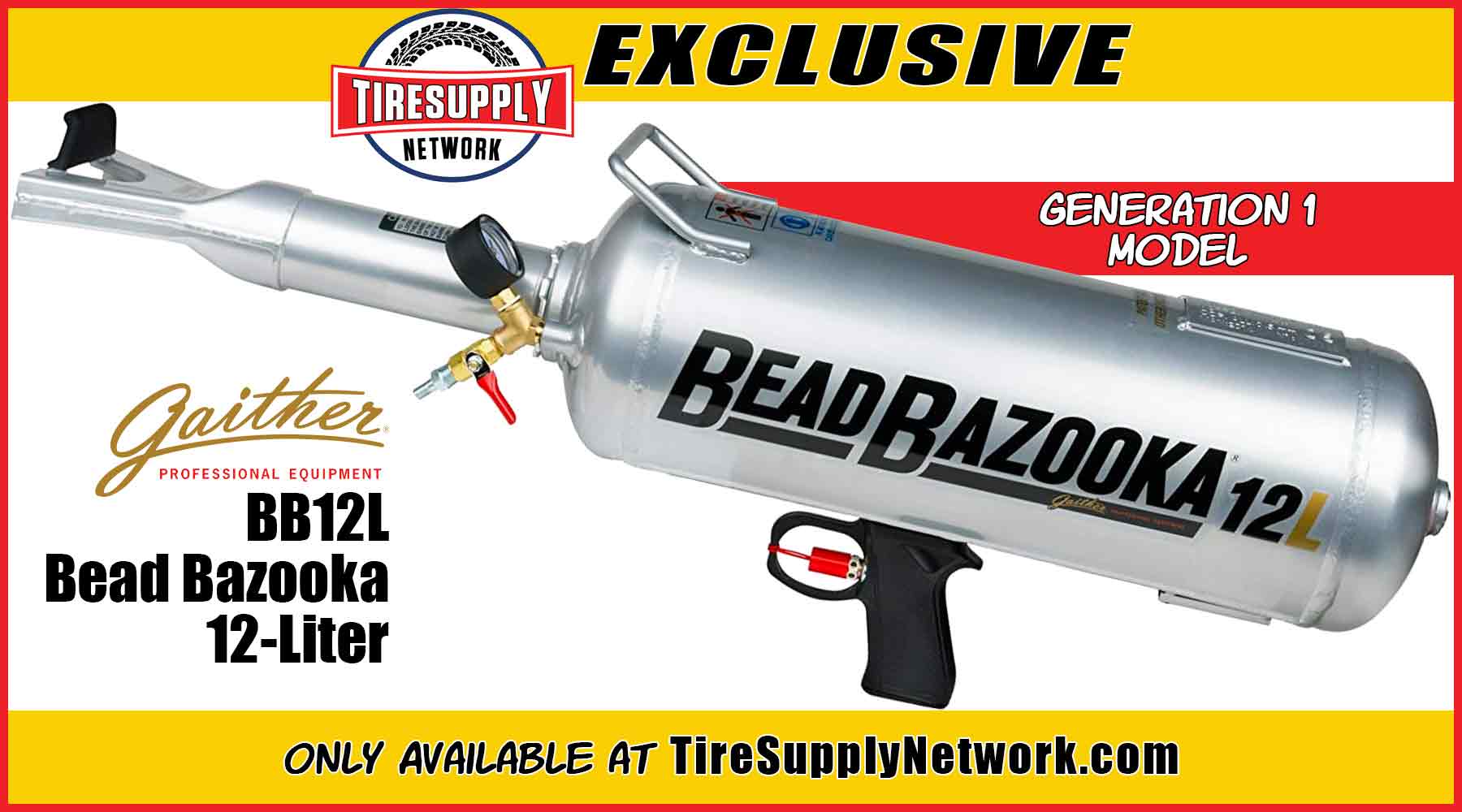 Gaither BB12L Trigger-Style 12-Liter Bead Bazooka - Tire Supply Network Exclusive!