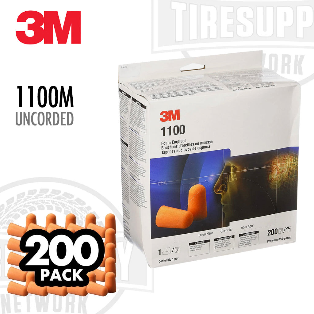 3M 1100M | Uncorded Foam Ears Plugs- Box of 200 (29008z)