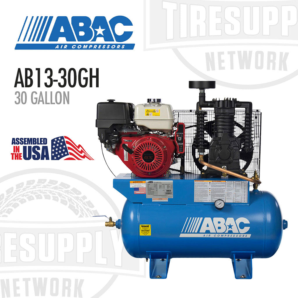 ABAC AB13-30GH | Two Stage 13HP, 30 Gallon Air Compressor - Honda Gas Driven - Horizontal