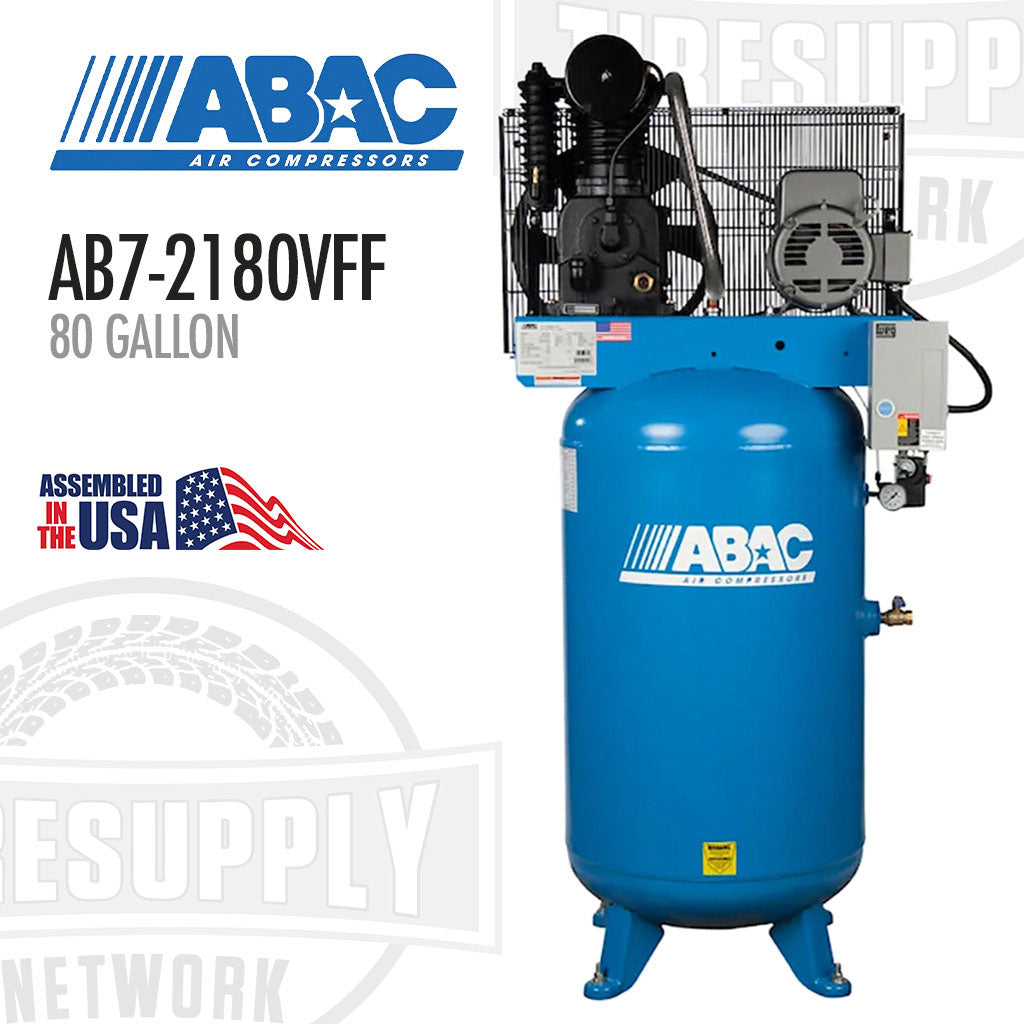 ABAC AB7-2180VFF | Two-Stage 7.5HP, 80 Gallon Air Compressor Full Feature - Vertical