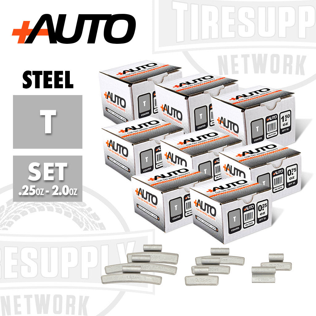 +AUTO | T-Style Coated Steel Clip-On Wheel Weights - Choose Size or Bulk Set (PA-T*)