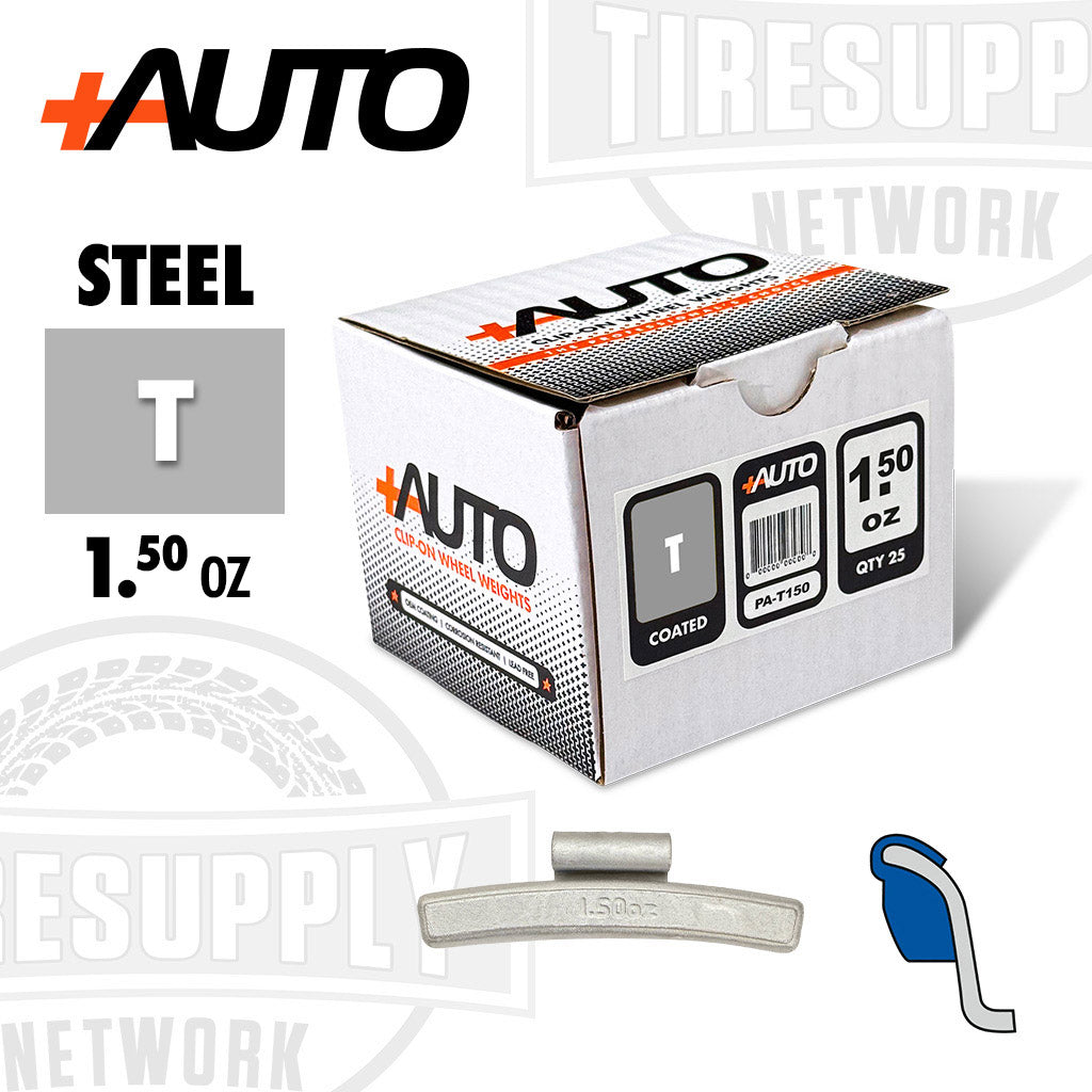 +AUTO | T-Style Coated Steel Clip-On Wheel Weights - Choose Size or Bulk Set (PA-T*)