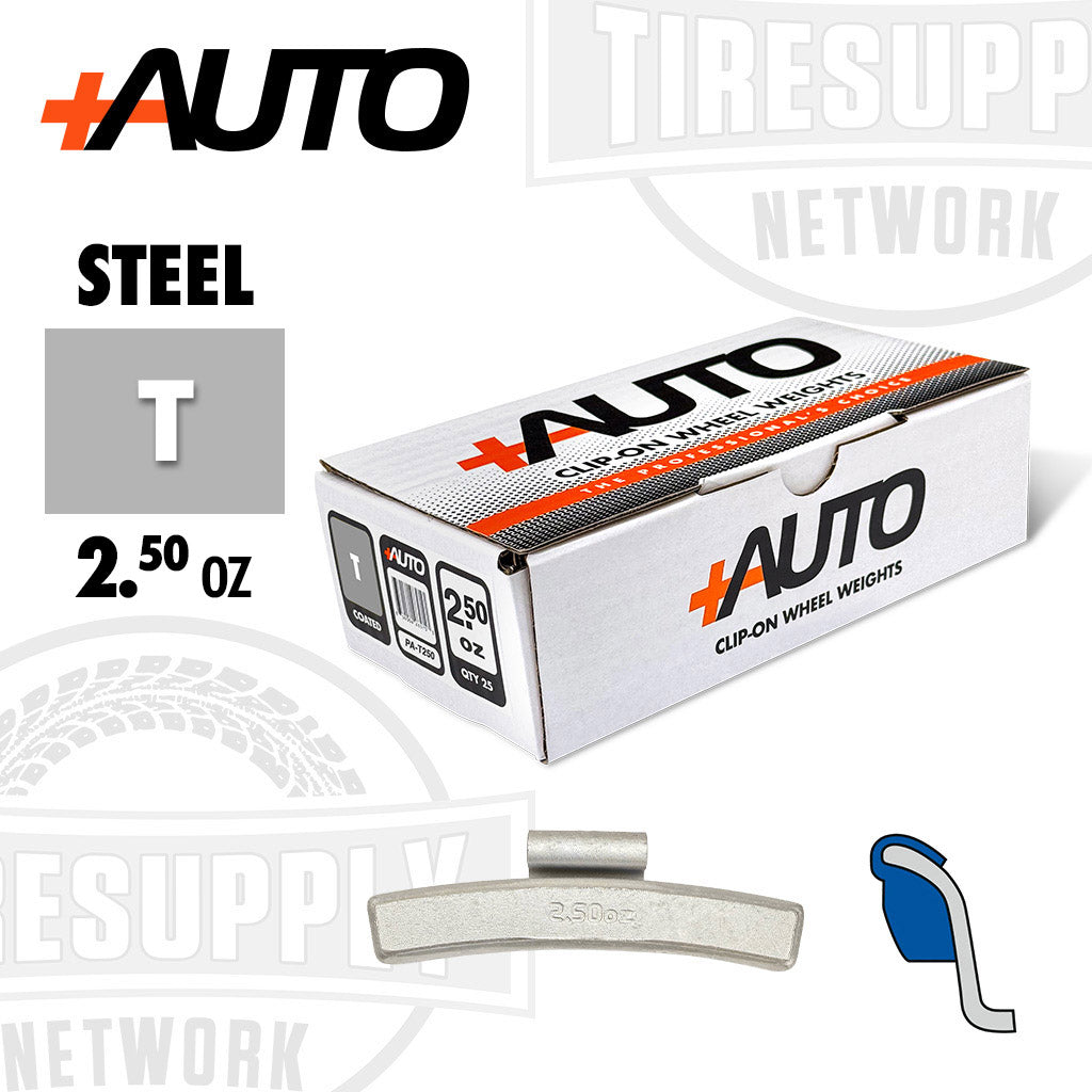+AUTO | T-Style Coated Steel Clip-On Wheel Weights - Choose Size or Bulk Set (PA-T*)