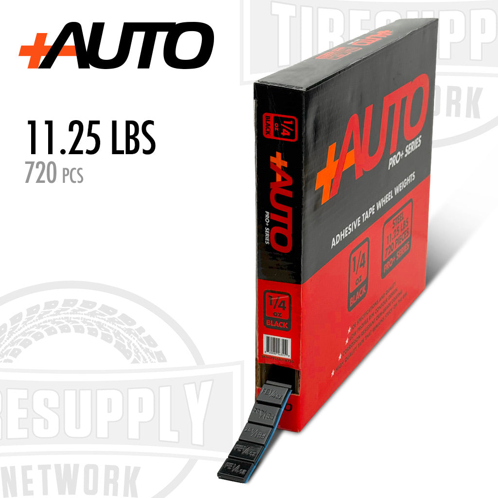 +AUTO PP25R11B720 | Steel 1/4 oz Stick-On Adhesive Tape Wheel Weight - 11.25 lbs | 720 pcs | Black