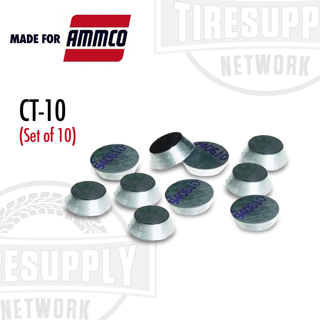 A set of 10 carbide round bits made for Ammco, displayed on a surface with the Ammco logo in the background.