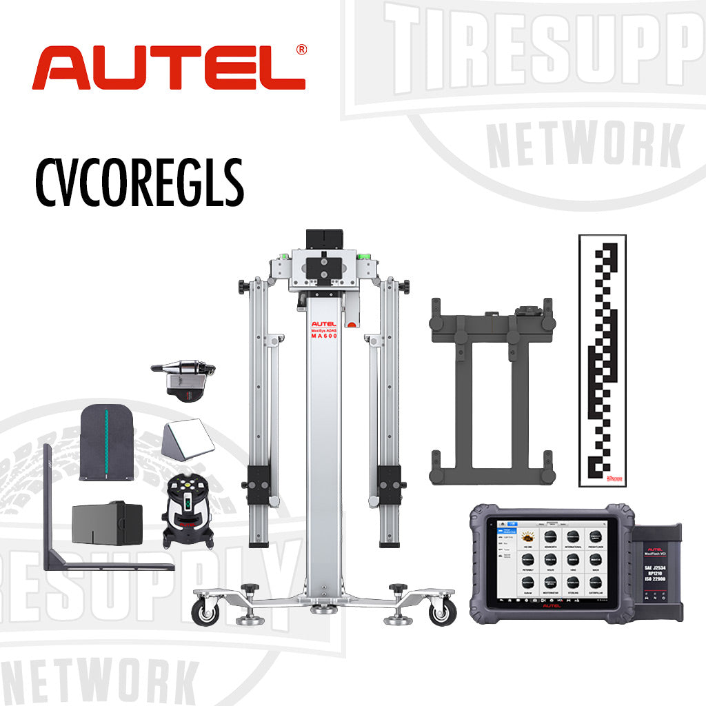 Autel CVCOREGLS tire equipment set on a white background with Autel and TIRESUPP Network logos.