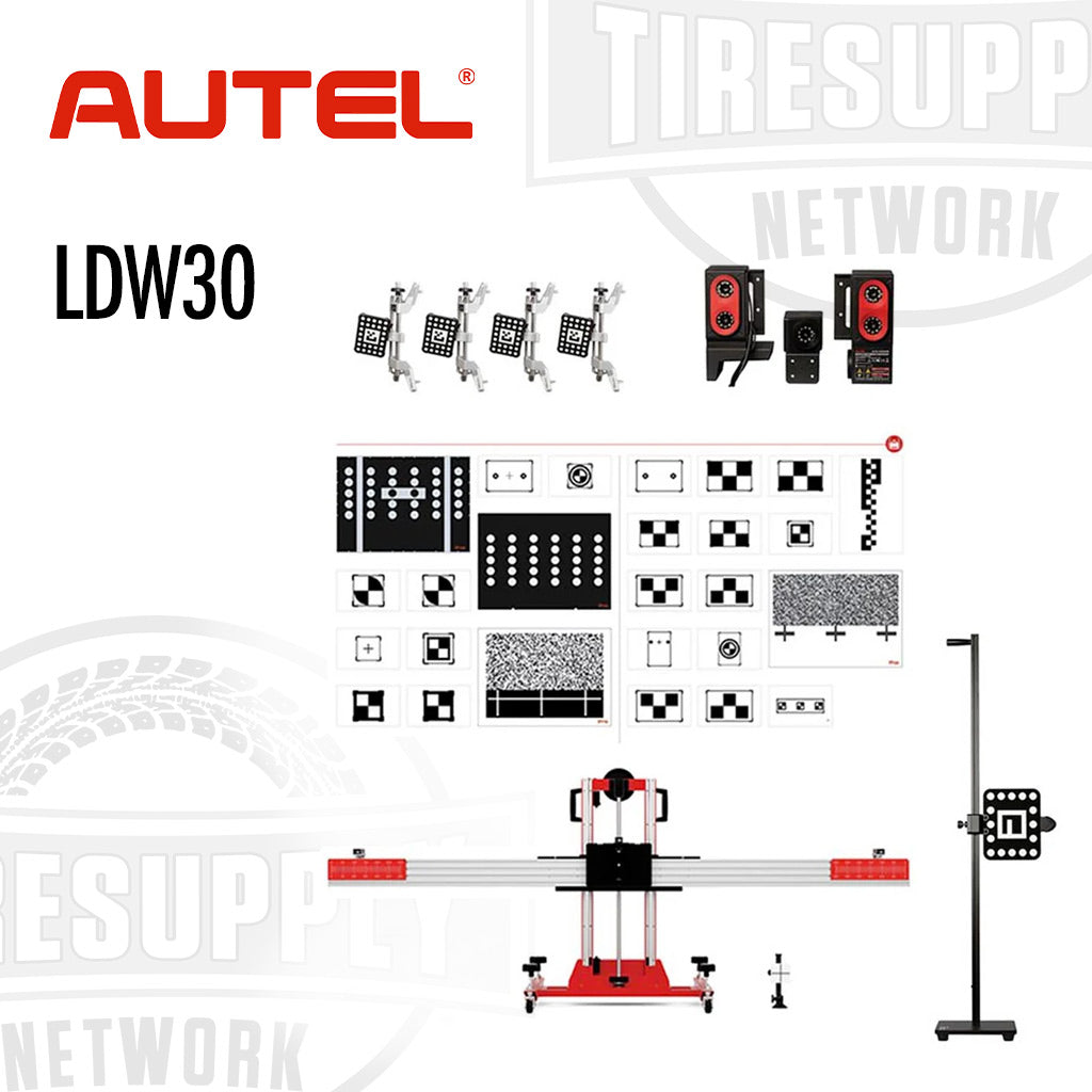 Autel LDW30 tire display stand with various components on a white background