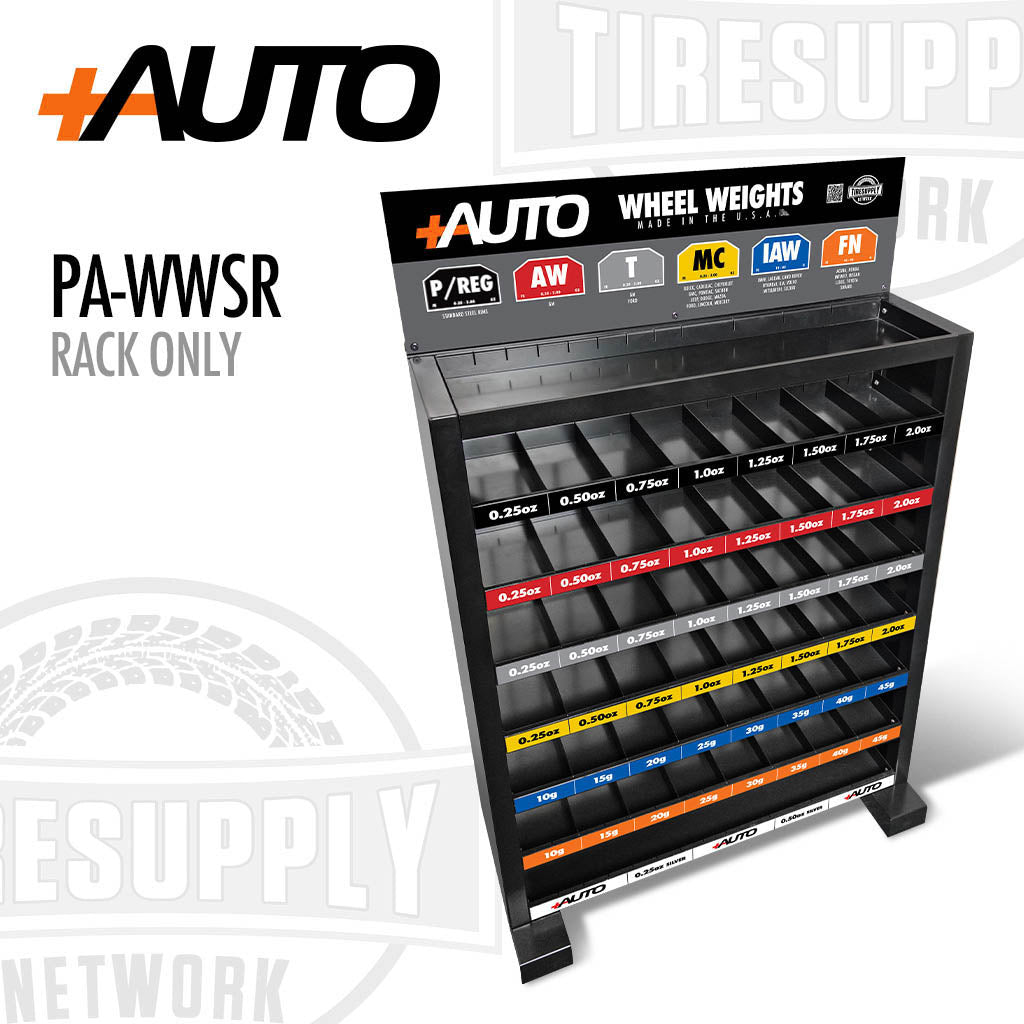 +AUTO | Wheel Weight Standing Rack: 8 Shelves - 46.5" x 36" x 16" HxLxW (PA-WWSR)