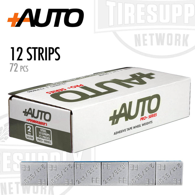+AUTO Pro+ Series adhesive tape wheel weights, 2oz steel, 12 strips, 72 pieces, PP200S12S72.