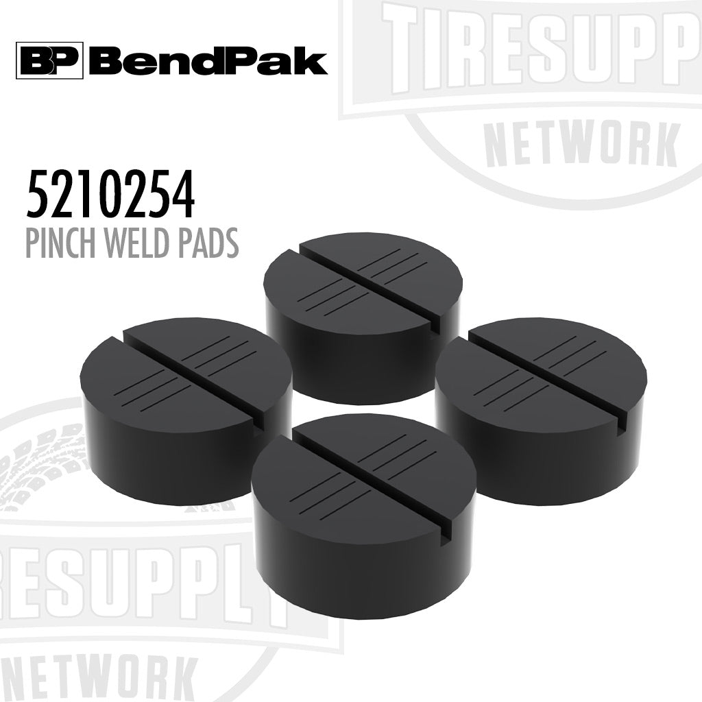 BendPak | Quick-Fit Slipover Pinch-Weld Round Slotted Rubber Adapter Pads for 2-Post Lifts, Set of 4 (5210254)