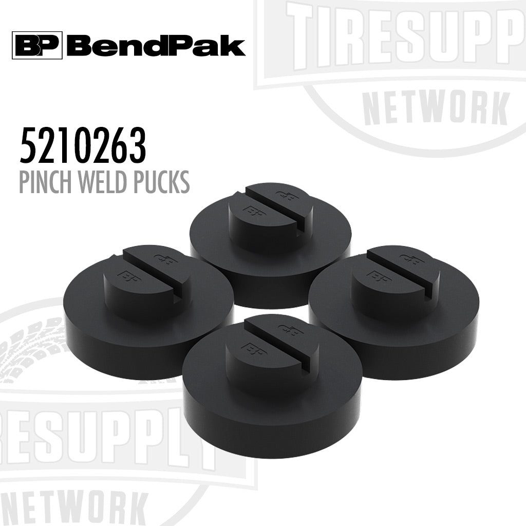 BendPak | Quick-Fit Slipover Pinch-Weld Round Slotted Rubber Adapter Pucks for 2-Post Lifts, Set of 4 (5210263)
