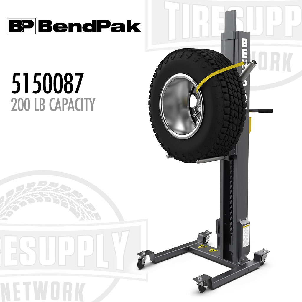BendPak tire changer with a tire on it, featuring the BendPak logo and product number.