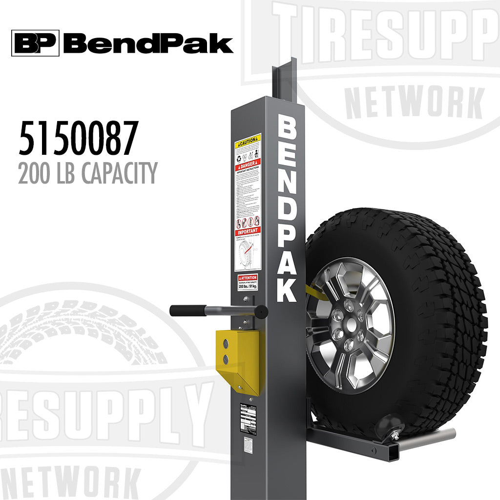 BendPak tire changer with a tire on a white background