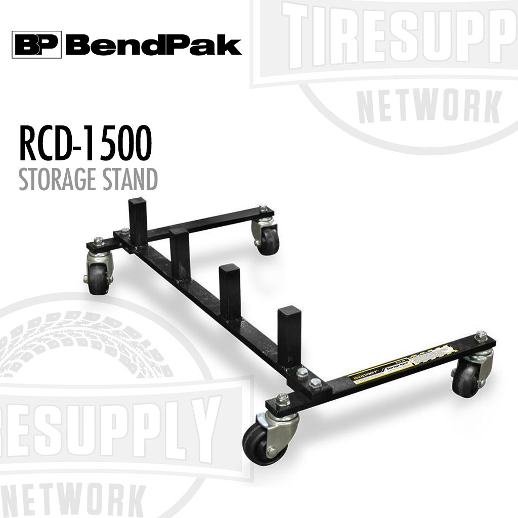 BendPak RCD-1500 storage stand on a white background with logos.