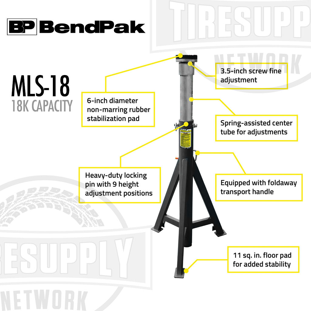 BendPak | MLS-18 Mobile Tripod High-Lift Jack Stand, 18k-lb Capacity, (5175001)