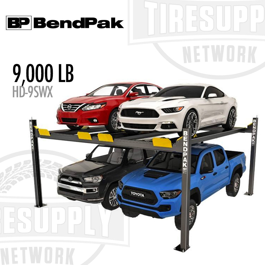 BendPak 5175024 4 post lift 9000 capacity HD 9SWX dual platform super wide extended length