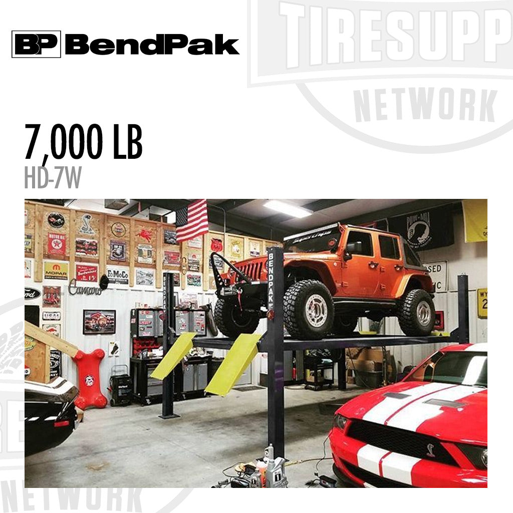 BendPak | 4-Post Lift 7,000-lb Capacity - Wide High-Rise - 82″ Rise - 110.25″ O.A. Width - HD-7W (5175120)