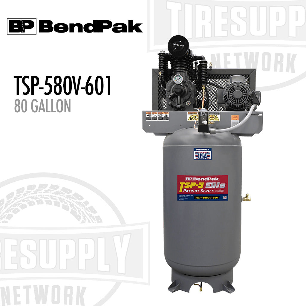 BendPak TSP-580V-601 air compressor with branding on a white background. 5179111