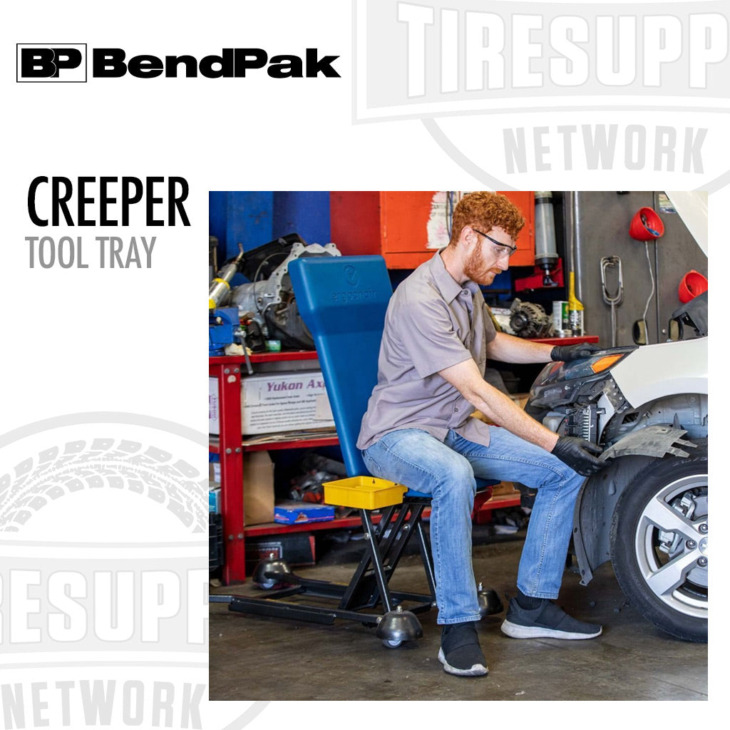 BendPak | Ergochair ERGO-RS Ergonomic Height-Adjustable Rolling Mechanic’s Creeper Seat with Tool Tray (5215988)