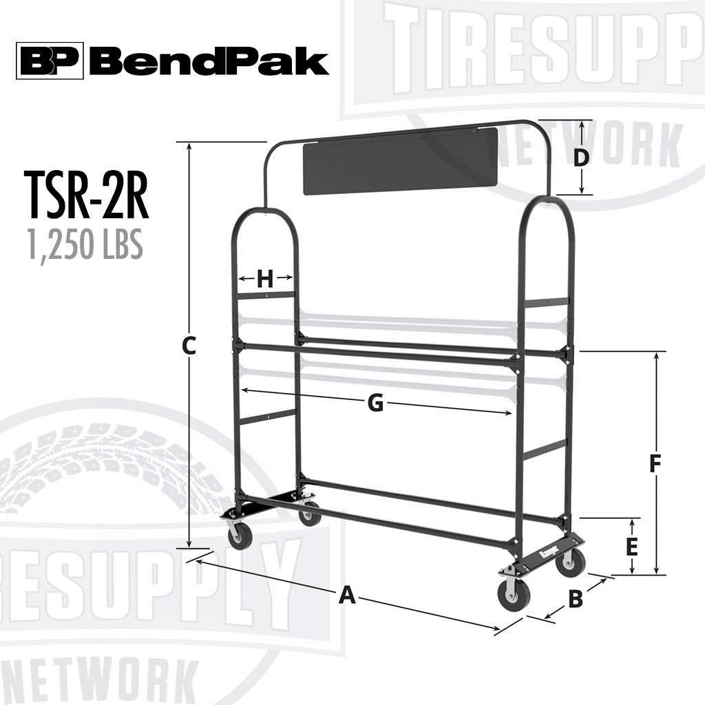 BendPak 5216274 | TSR-2S Tire Storage Rack - Capacity 1,250 lb