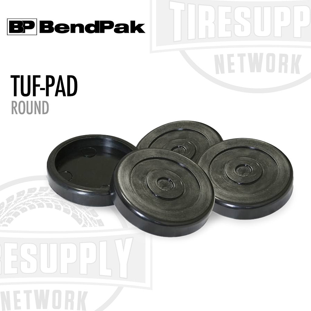 Round TUF-PADs with BendPak and Tire Supply Network branding on a white background. 5700227
