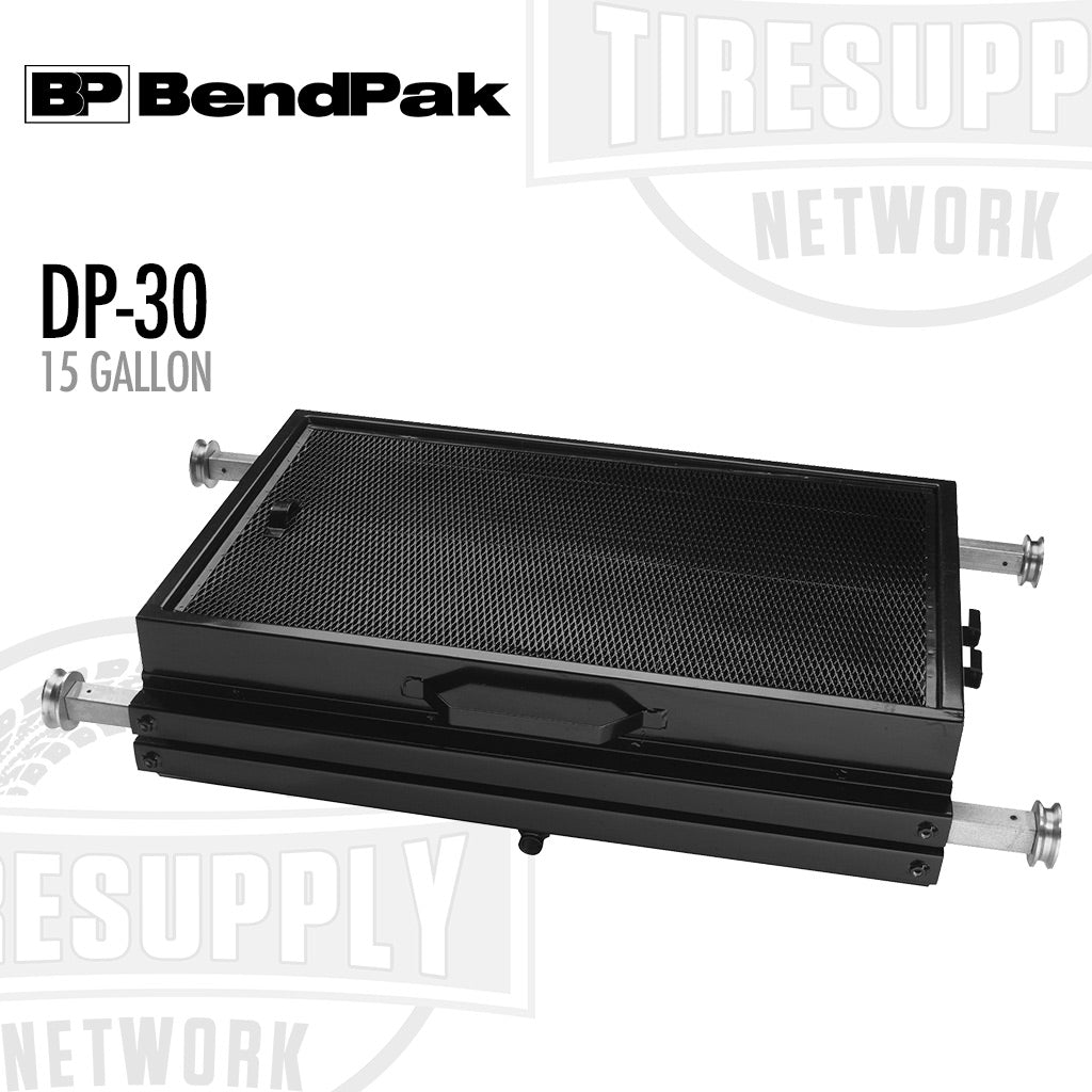 Black metal tank with mesh top on a white background, featuring BendPak branding. 5150509