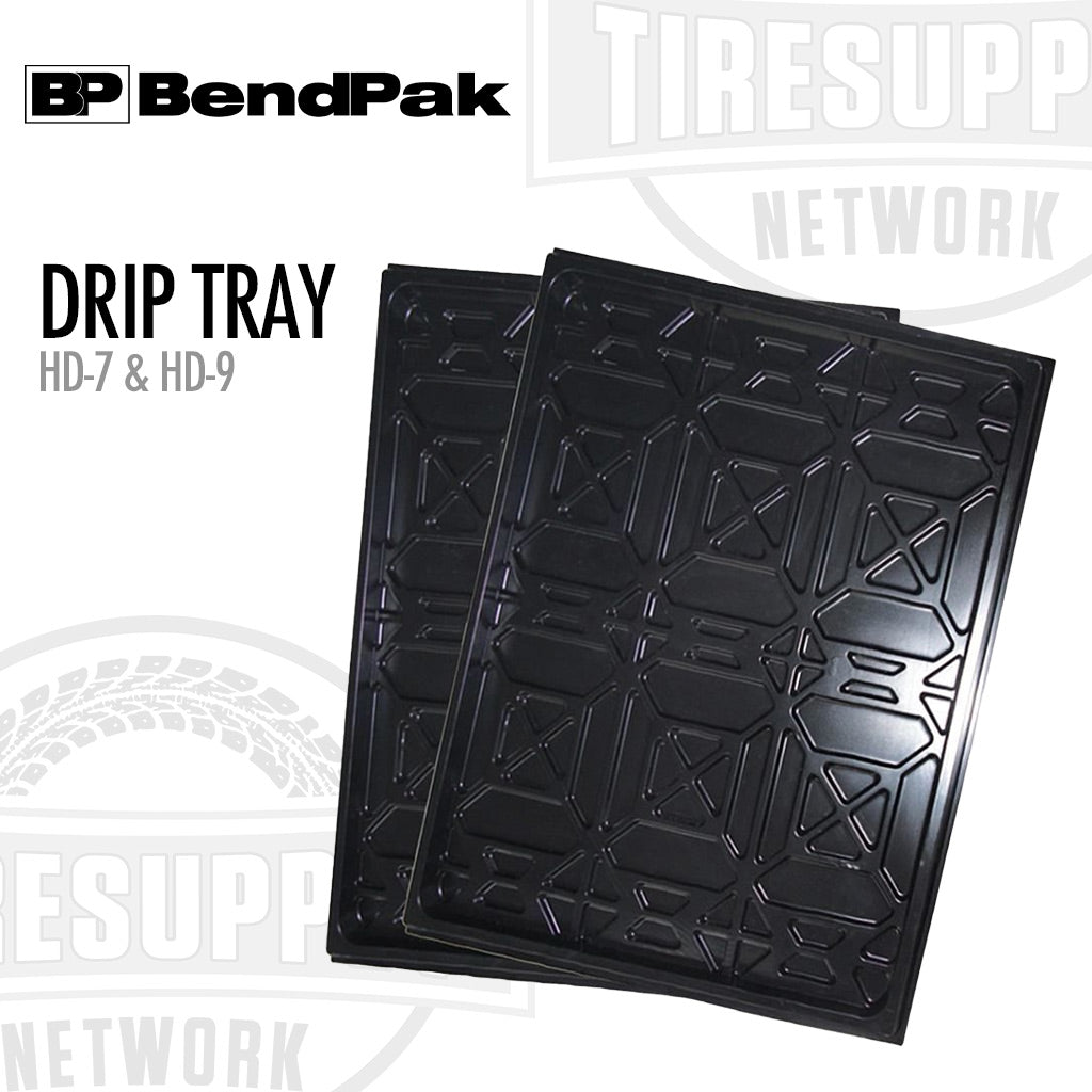 Two black drip trays with BendPak branding on a white background. 5700301