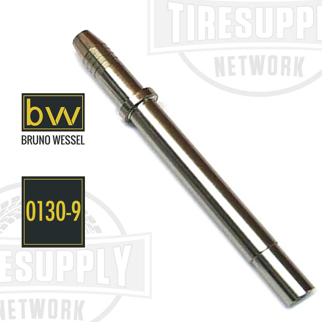 A silver-colored feed tube replacement part for Bruno Wessel tire stud insertion tools, with product number 0130-9 displayed.