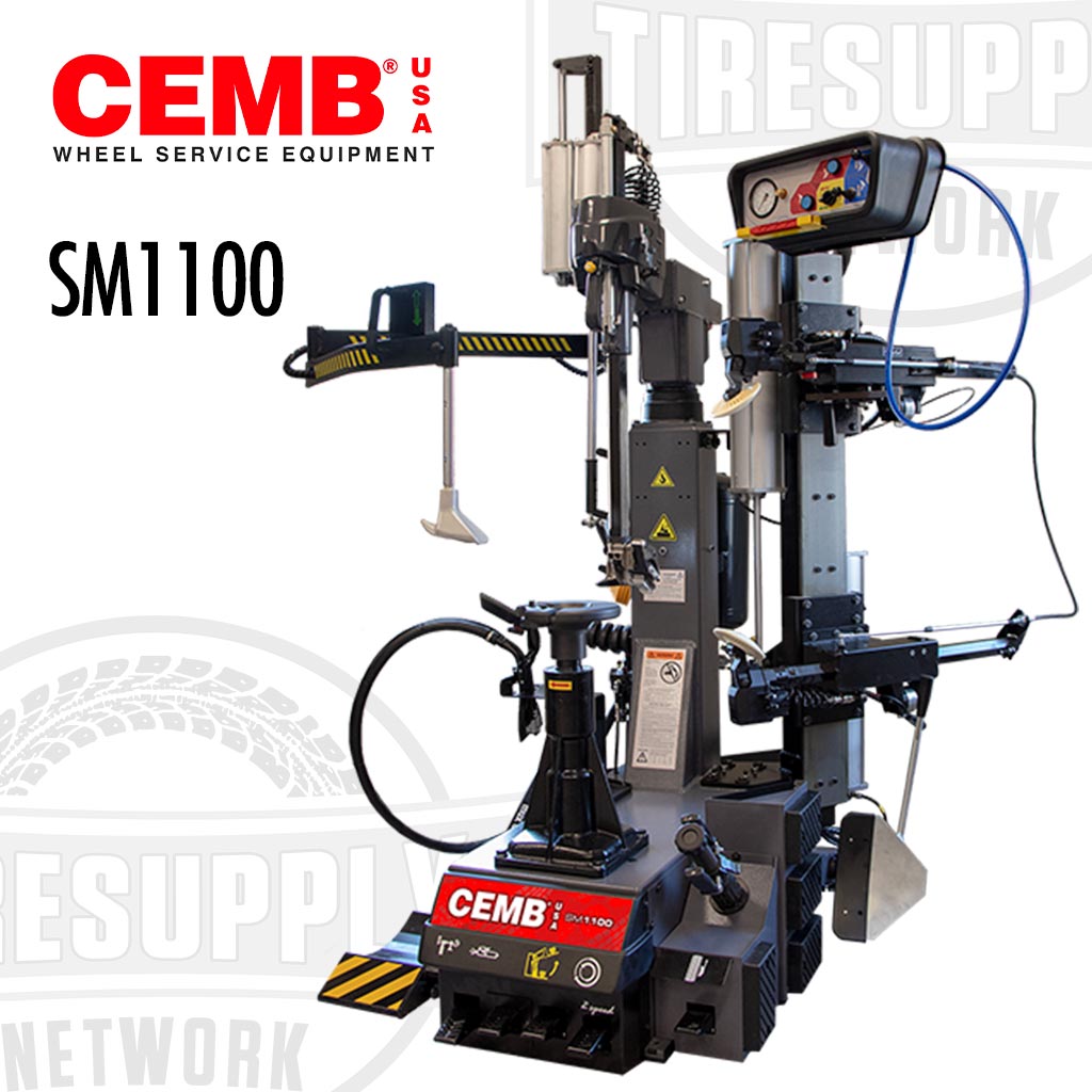 CEMB High Performance Center Post Leverless Tire Changer (SM1100) machine.  Easily adapts to ultra-low-profile, run-flat tires, special custom rims, every day wheels and even commercial light truck and industrial wheels.