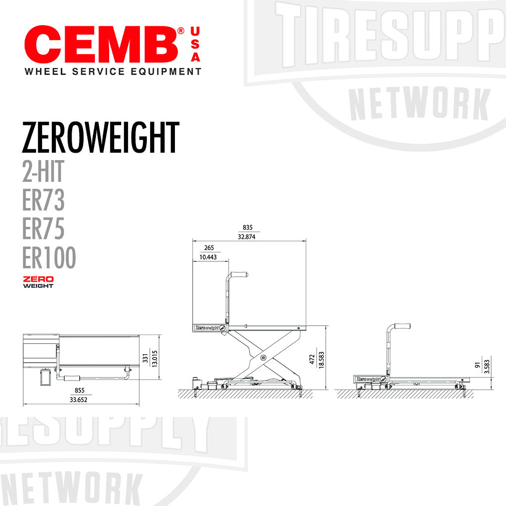 CEMB | ZERO WEIGHT Wheel Lift for 2-Hit & ER73, 75, 100 Balancer (ZEROWEIGHT)