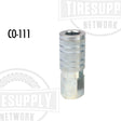 A Tru Flate female raised coupler, metallic in color, with the product label CO-111 visible on the side.