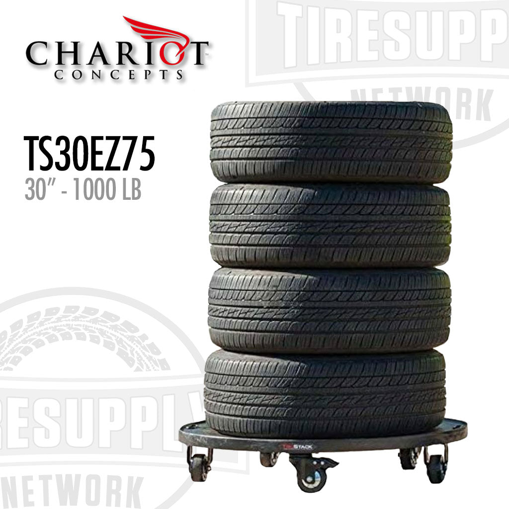 Chariot Concepts | TruStack Tire Dolly EZ Steer Single Unit with Lash Strap - 30" (TS30EZ75)
