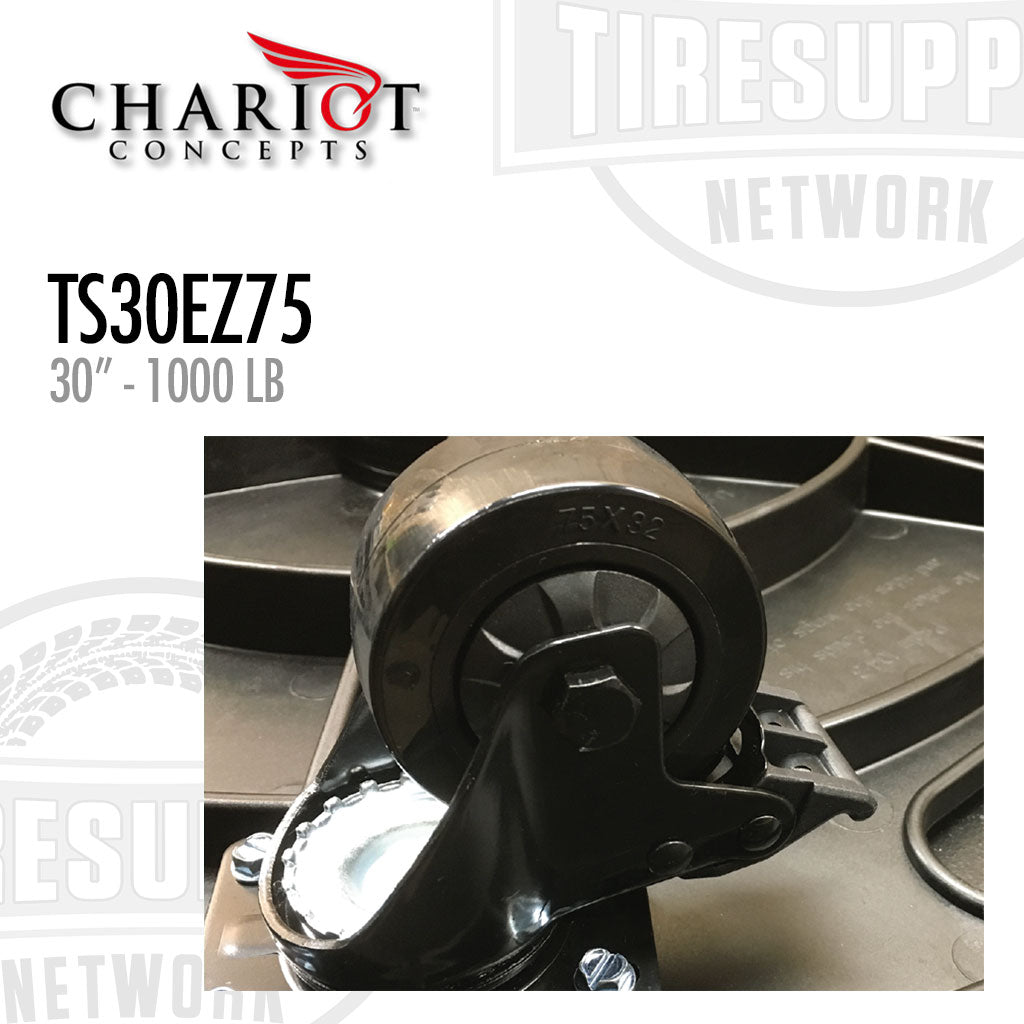 Chariot Concepts | TruStack Tire Dolly EZ Steer Single Unit with Lash Strap - 30" (TS30EZ75)