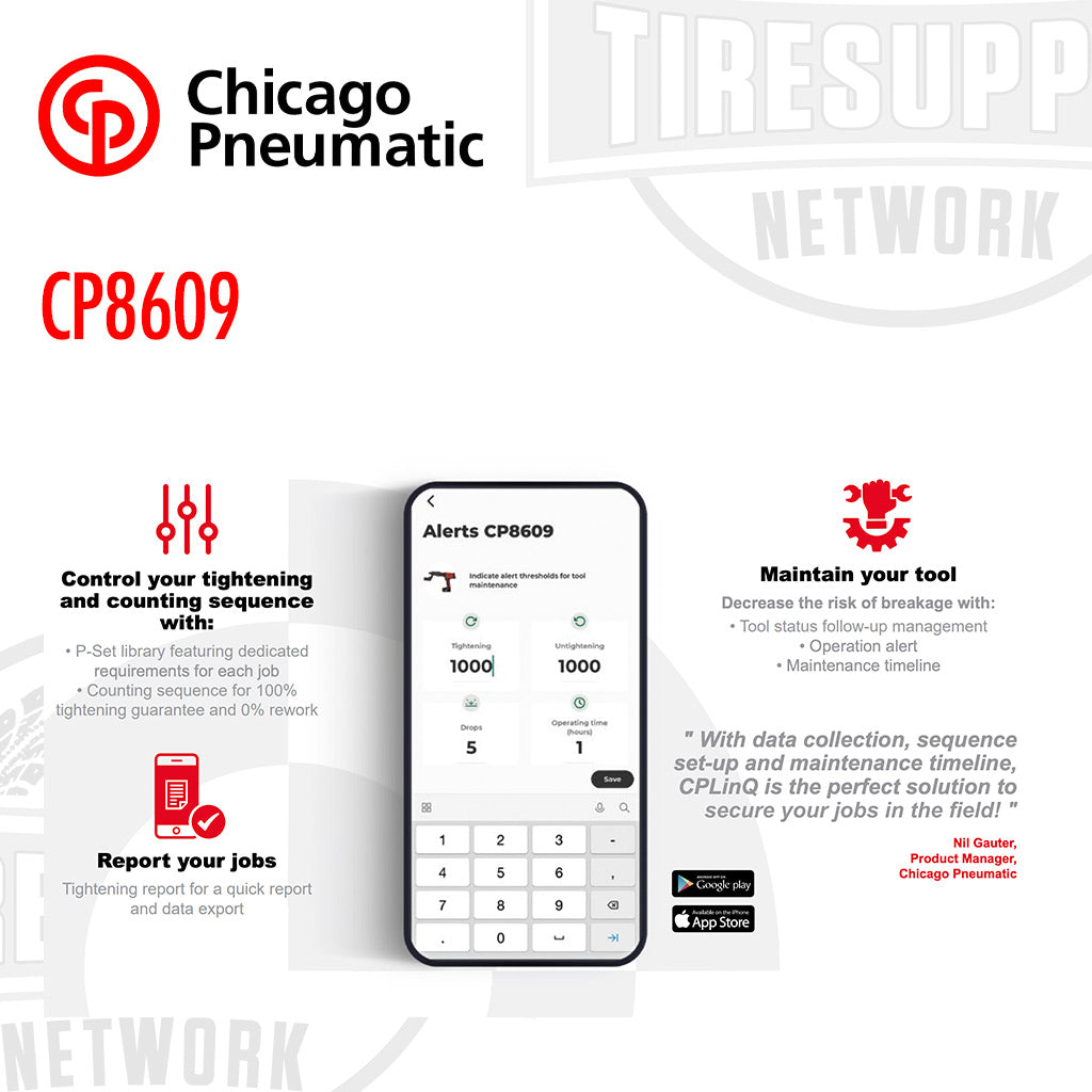 Chicago Pneumatic | 1" Battery Torque Wrench 36V 2.5AH - Cup 1 Trigger & Safety (CP8609*)