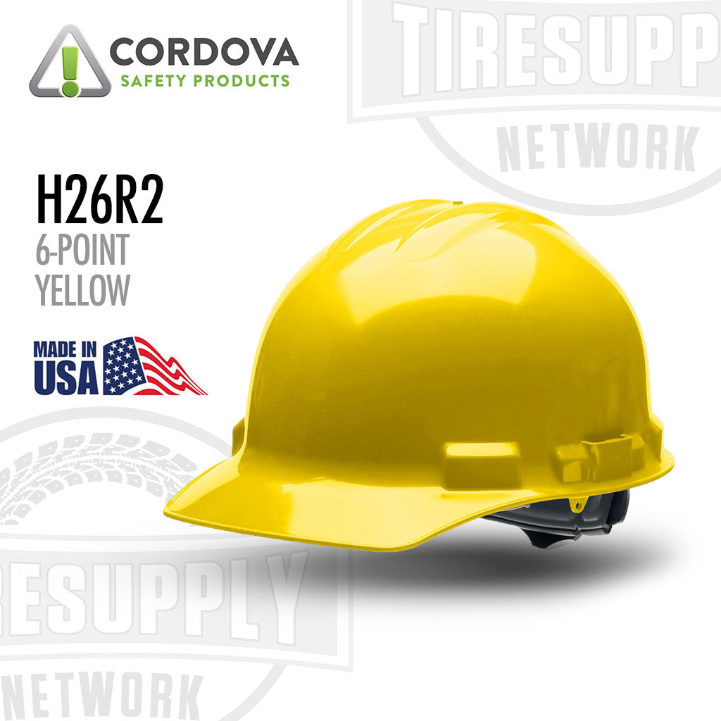 Cordova Safety Products H26R2 | DUO SAFETY 6-Point Ratchet Yellow Cap-Style Hard Hat