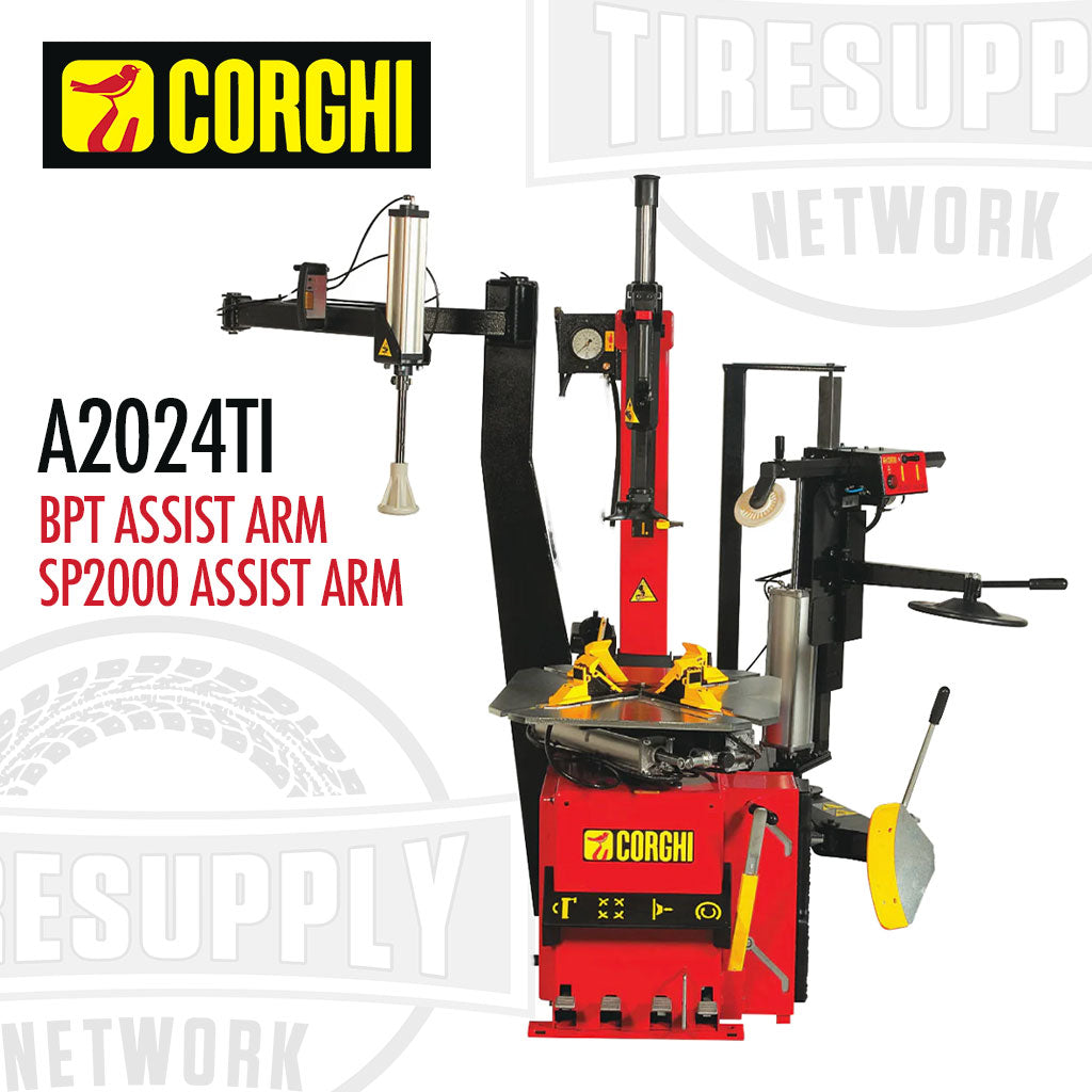 Corghi A2024TI BTS Assist Arm SP2000 Assist Arm. For installation directly on the tire changer. Ideal for extra low profile tires and light alloy racing rims. Bead breaker – Pneumatic rotary presser. Fully pneumatic operation. Controlled-penetration bead breaking movement.