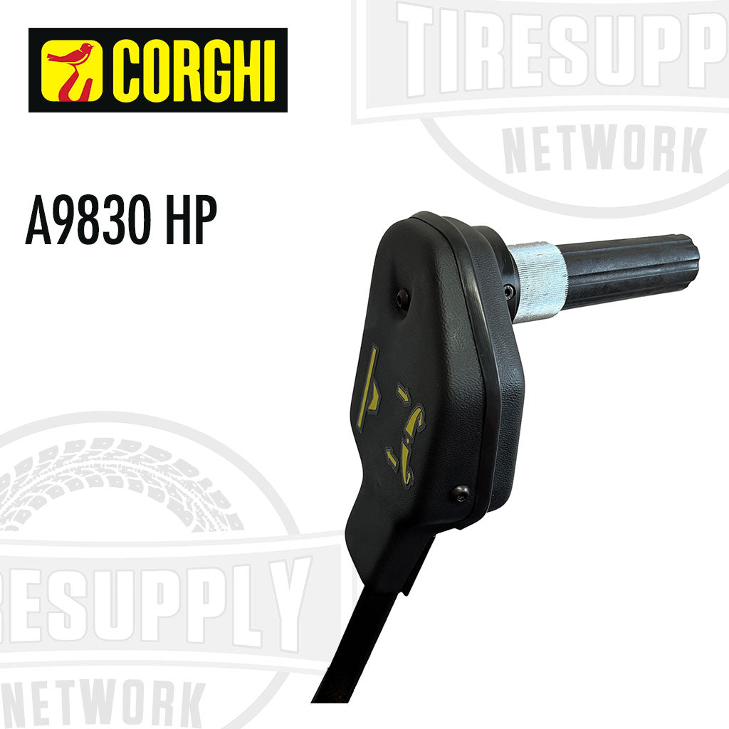 Black mechanical component with 'Corghi' branding on a white background