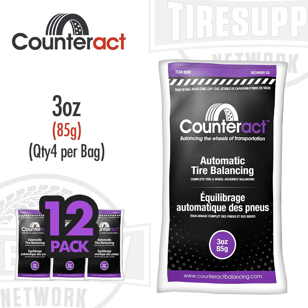 Counteract | Tire Balancing Beads 3 oz. Drop-In Bag with Valve Cap and Valve Core (CA3)