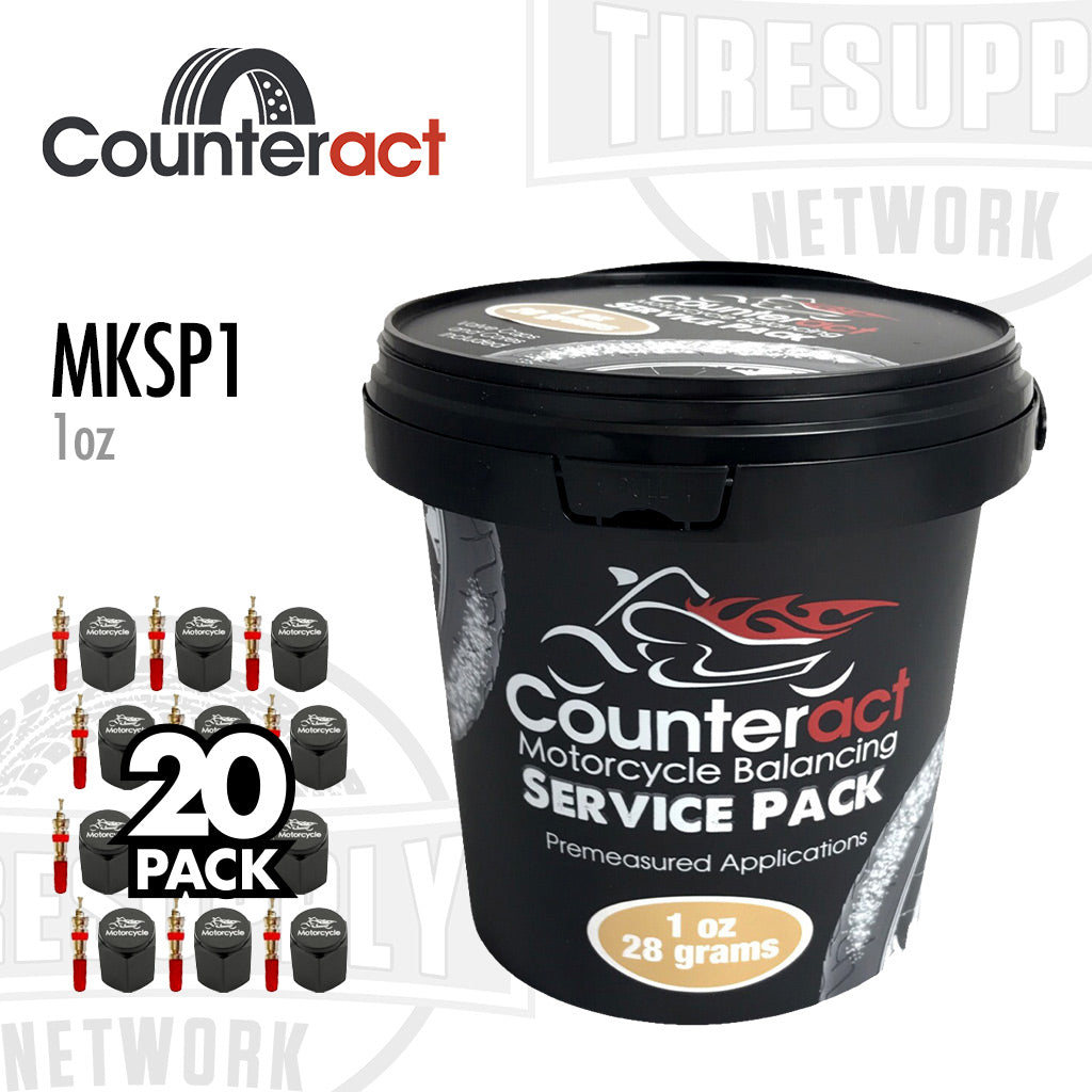 Counteract MKSP | Motorcycle Tire Balancing Beads Bucket 20 Drop-In Bags with Valve Cap and Valve Core - Choose Size