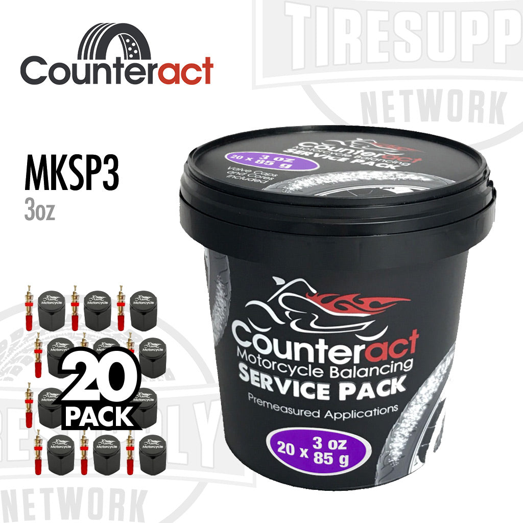 Counteract MKSP | Motorcycle Tire Balancing Beads Bucket 20 Drop-In Bags with Valve Cap and Valve Core - Choose Size