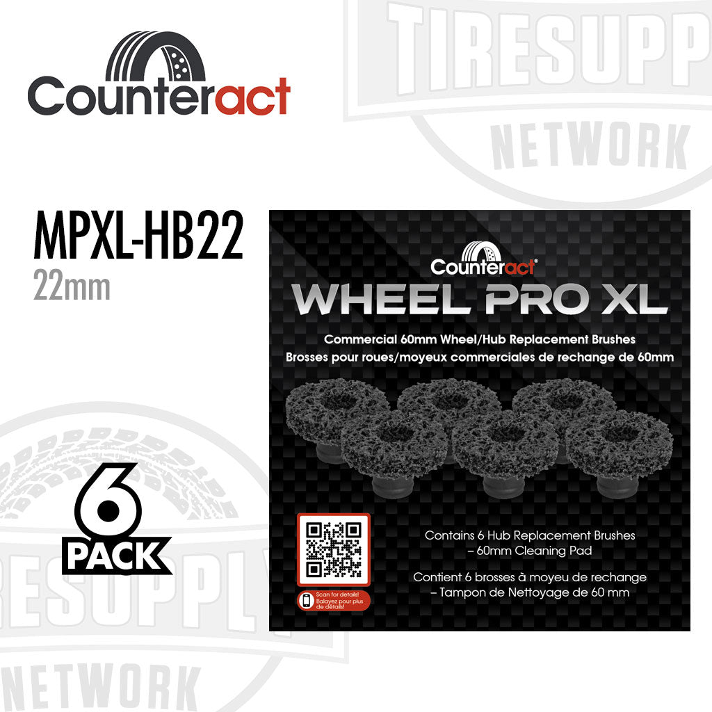 Counteract WPXL-HB22 | 22mm Wheel Pro XL Hub Brush - Clip In - 6 Pack