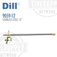 A 12-inch flexible braided stainless steel valve extension by Dill, with a robust clamp designed to fit wheels up to 5/8 inch thick.