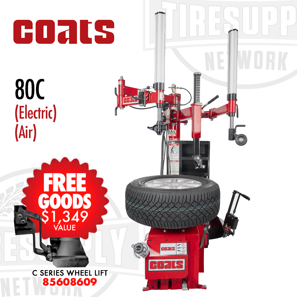 Coats 80C | Center Clamp Tire Changer with Robo-Arm Helper Device - Electric or Air Motor
