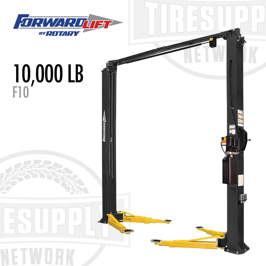 Forward Lift F10 | 2-Post Lift 10,000-lb Capacity - Symmetric Columns, 3-Stage Front Arms - Black