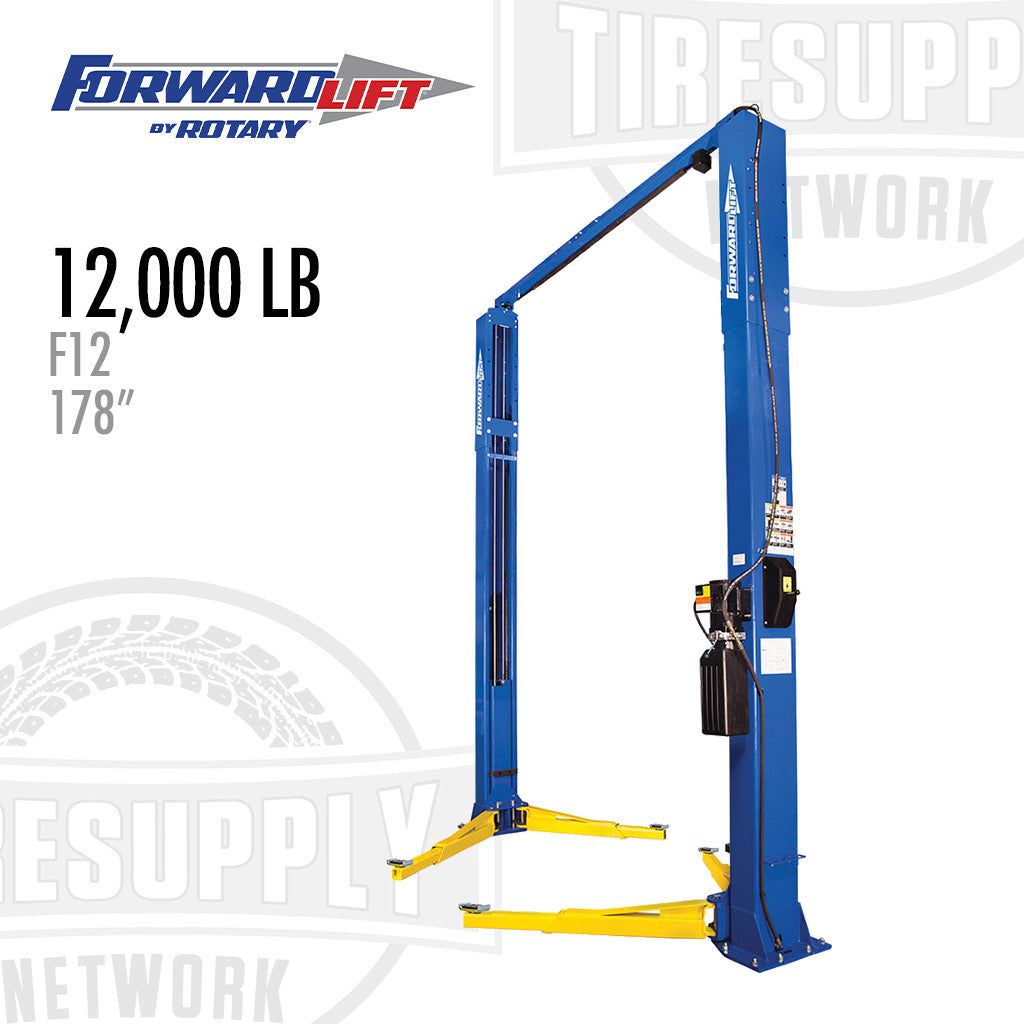 Forward Lift F12 | 2-Post Lift 12,000-lb Capacity - Symmetric Columns 2-Stage Arms - 4 Height Options - Choose Color