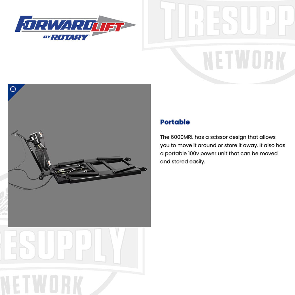 Forward Lift 6000MRL | Scissor Lift 6,000-lb Capacity - Portable Mid-Rise - Black