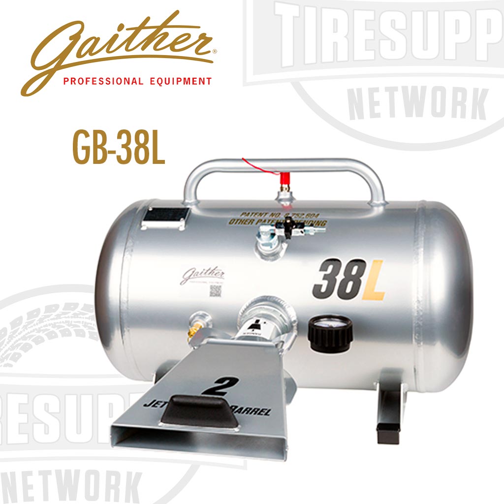 Gaither 38L RAR Bead Booster - Bead Seater, silver colored with Gaither branding and product mode. GB-38L.