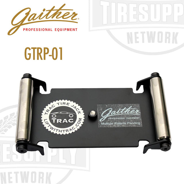 Gaither TRAC Roller Plate GTRP-01, a tool for aligning wheel holes with hub studs, featuring a steel base with roller supports.