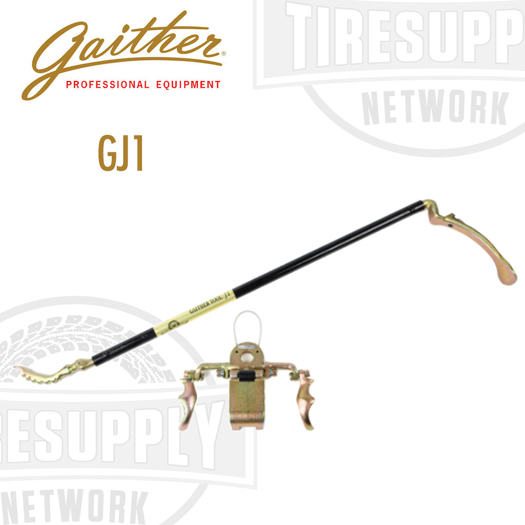 Gaither J1 2-Piece Bead Saver System, comprising a black bar with gold-colored accents and a crook/spoon end, against a white background. GJ1.