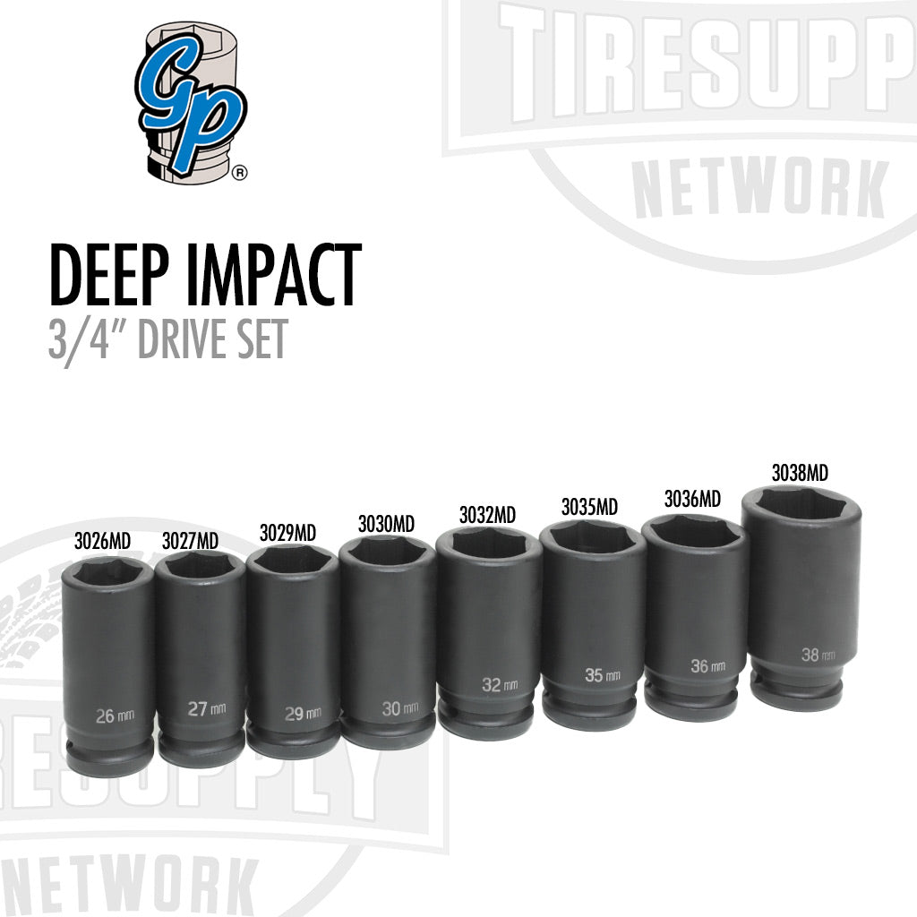 Grey Pneumatic | 3/4" Drive Deep Length Impact Set - Metric (8134MD)